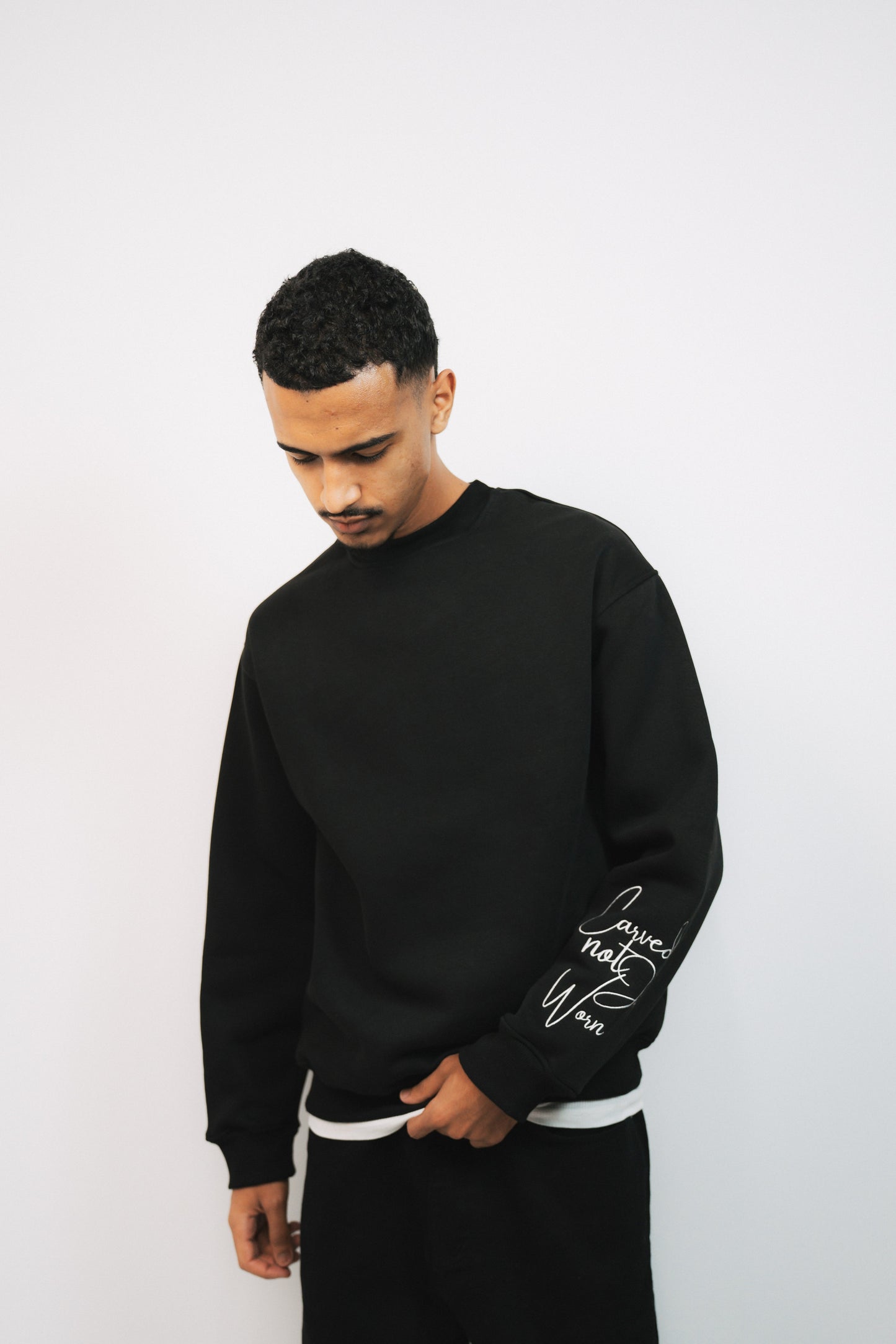 black crew-neck