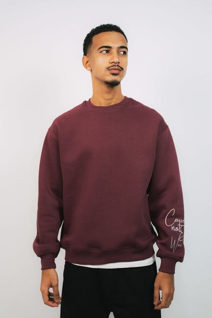 burgandy crew-neck