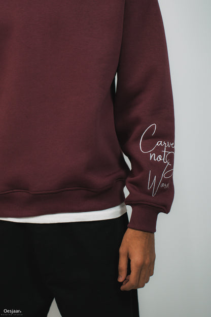 burgandy crew-neck