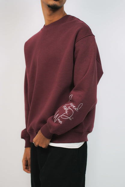 burgandy crew-neck